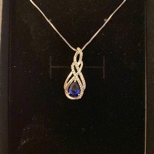 Brand new lab created sapphire necklace in box